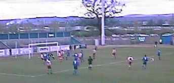 [Adams about to net]